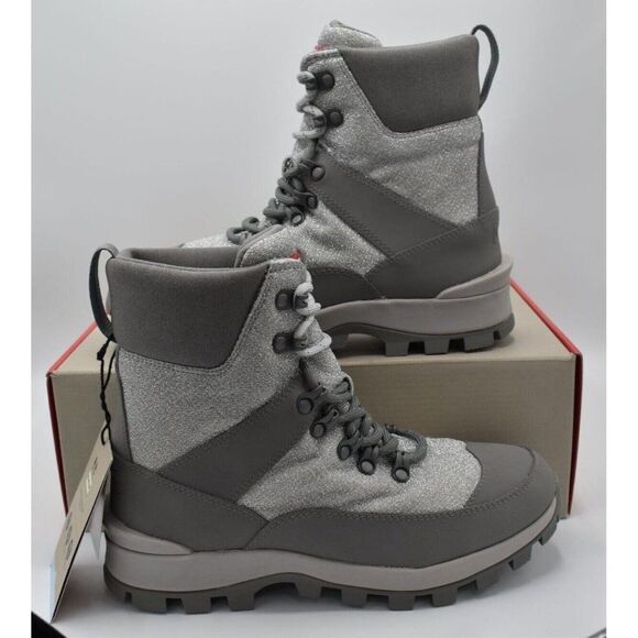 Hunter Womens Size 10 Glitter Silver Grey Insulated Winter Commando Boots Shoes - Picture 6 of 16